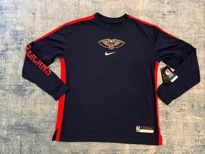 Nike NBA New Orleans Pelicans Navy Red Long Sleeve Performance Shirt Men's M